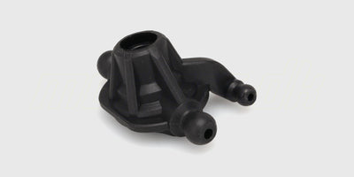To sorte XLH steering hubs styrespindler i plast til fjernstyret bil vist på en hvid baggrund.