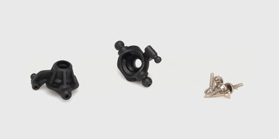 To sorte XLH steering hubs i plast til styring af hjul på en fjernstyret bil, vist på hvid baggrund.