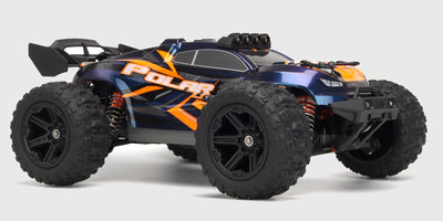 Sort Hurricane XL fjernstyret bil med store offroad-hjul vist fra siden på en hvid baggrund.