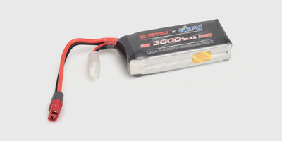 HyperGo EXtreme 3000mAh 2S LiPo batteri på 7,4V i sort hardcase med gult Deans-stik til fjernstyrede biler.