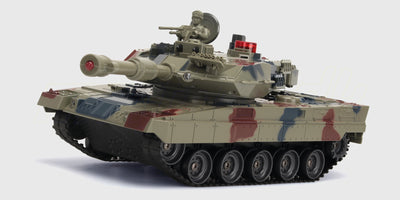 Detaljeret Battle Tank Metal LE i mørkt metal med bevægelig kanon og realistiske larvefødder.