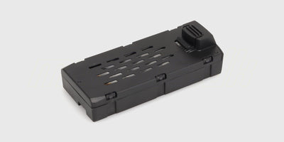 Sort batteripakke til Drone XY02 Brushless vist fra siden med hvidt batteristik og ledning.