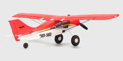 Qidi 560 brushless fjernstyret fly i hvid og rød med 6-kanals 2,4GHz sender til avanceret flyvning.