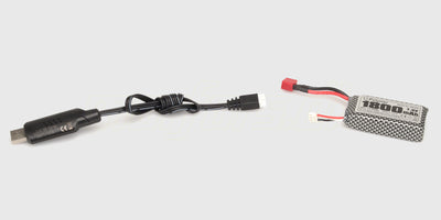 USB-oplader og 7,4 V 1800 mAh LiPo-batteri til Tracker Brushless