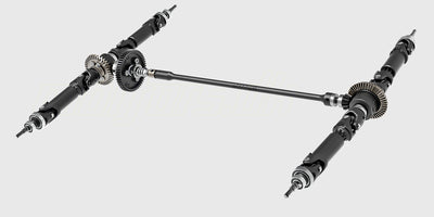 Blå Traxxas Stampede 4x4 BL-2S monster truck med store offroad-dæk vist skråt forfra på hvid baggrund.