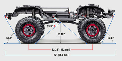 Traxxas TRX-4 Sport High Trail fjernstyret crawler i rød med høj frihøjde og store offroad dæk.