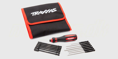 Traxxas Speed Bit Toolkit med 13 dele inklusive unbrakonøgler og topnøgler i en robust værktøjstaske.