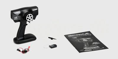 Futaba 3PRKA 2,4GHz FHSS radiosæt med ratstyring og tilhørende R203GF modtager til fjernstyrede biler.